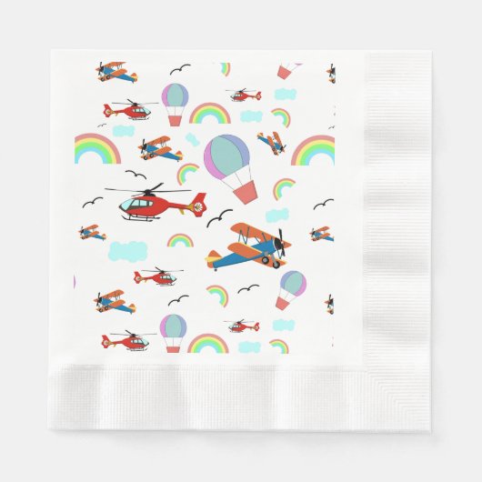 Serviette En Papier Un garçon Motif volant en blanc (Devant)