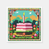 Serviette En Papier Un gâteau d'anniversaire en pixel art (Devant)