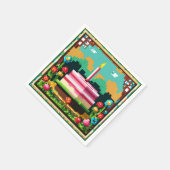 Serviette En Papier Un gâteau d'anniversaire en pixel art (Coin)