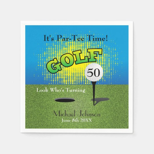 Serviette En Papier Un Golfer 🏌️ ‍ ♂️ fête d'anniversaire (Devant)