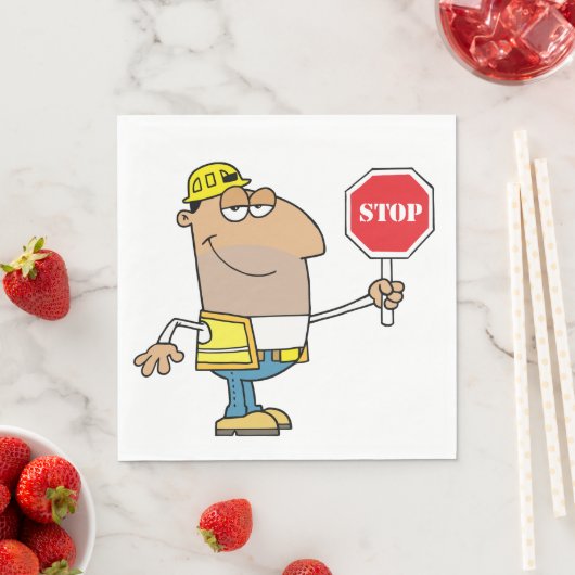 Serviette En Papier Un Homme Avec Un Panneau Stop Napkins (En situation)