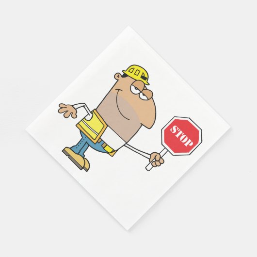 Serviette En Papier Un Homme Avec Un Panneau Stop Napkins (Coin)