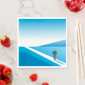 Serviette En Papier Un Homme D'Affaires À La Recherche D'Un Chemin D'A