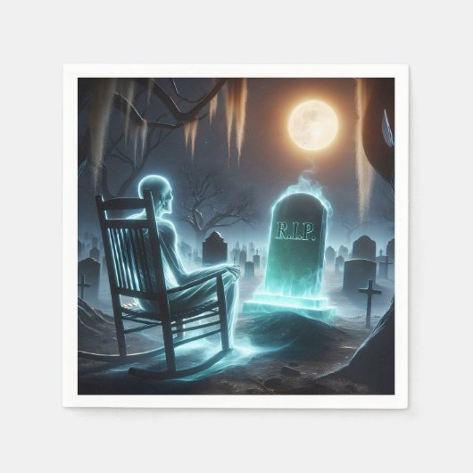 Serviette En Papier Un Homme Ghoost Dans Le Cimetière (Devant)
