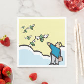 Serviette En Papier Un Homme Pointeur À L'Argent Avec Des Ailes (En situation)