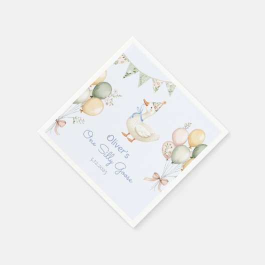 Serviette En Papier Un idiot de ballons d'oie garçon 1er anniversaire (Coin)