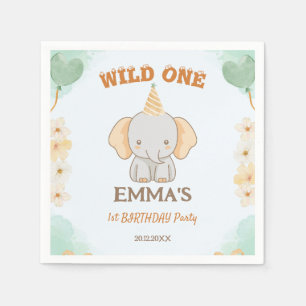 Serviette En Papier Un joli éléphant sauvage 1er anniversaire