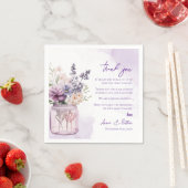 Serviette En Papier Un joli message de Merci de Mariage Floral Violet (En situation)