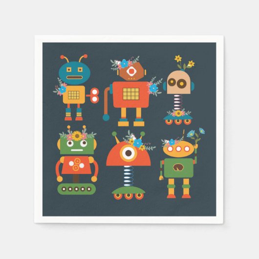 Serviette En Papier Un joli robot design pour enfants (Devant)