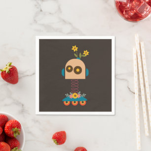 Serviette En Papier Un joli robot design pour enfants