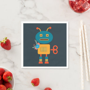Serviette En Papier Un joli robot design pour enfants
