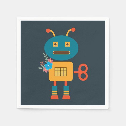 Serviette En Papier Un joli robot design pour enfants (Devant)