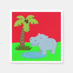 Serviette En Papier Un joli safari dans la jungle hippo