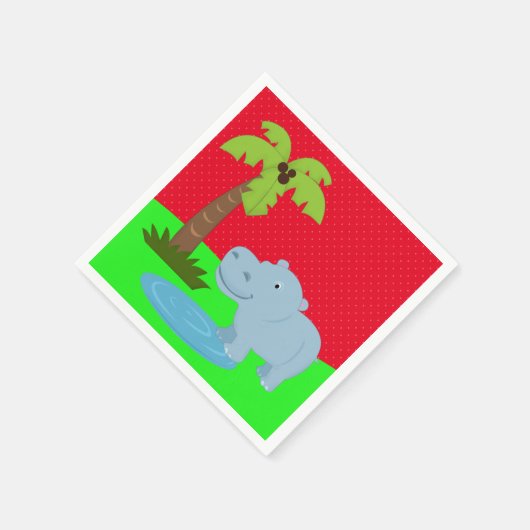 Serviette En Papier Un joli safari dans la jungle hippo (Coin)