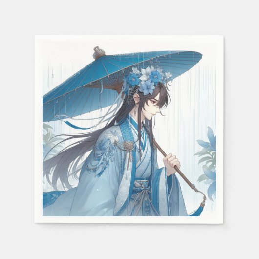 Serviette En Papier Un Joli Seigneur Chinois (Style Manga Oriental) (Devant)