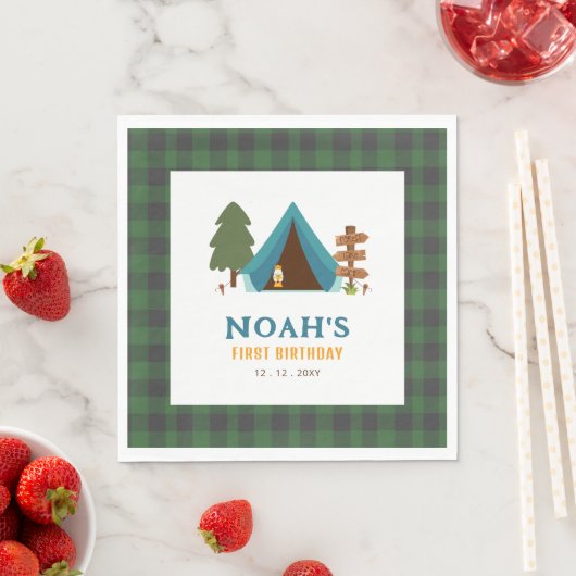 Serviette En Papier Un Joyeux Camper Boys Premier anniversaire (En situation)