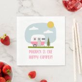 Serviette En Papier Un Joyeux Camper Pink Trailer Anniversaire Napkins (En situation)