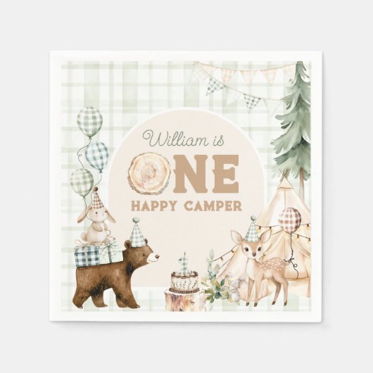 Serviette En Papier Un Joyeux Camper Premier anniversaire (Devant)