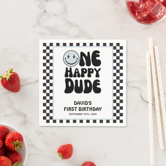 Serviette En Papier Un joyeux Dude bleu mignon garçon premier annivers (En situation)