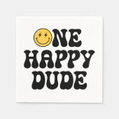 Serviette En Papier Un joyeux Dude Retro Happy Face 1er anniversaire (Devant)