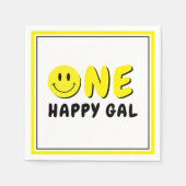 Serviette En Papier Un joyeux Gal 1er Anniversaire Fête Smiley Jaune (Devant)