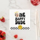 Serviette En Papier Un joyeux mec Happy Face Boy Photo 1er anniversair (En situation)
