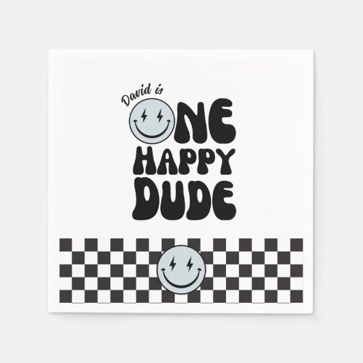 Serviette En Papier Un joyeux Mec Premier anniversaire Joyeux Visage (Devant)