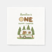 Serviette En Papier Un Joyeux Ours De Camper Anniversaire (Devant)