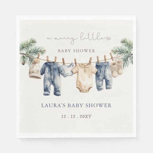 Serviette En Papier Un joyeux petit Baby shower de Noël garçon douche (Devant)