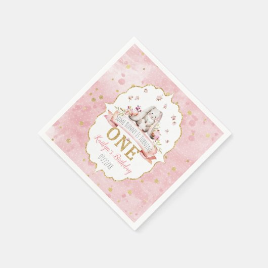 Serviette En Papier Un lapin devient un 1er anniversaire (Coin)
