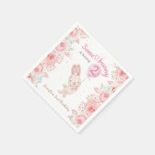 Serviette En Papier Un lapin est DEUX ! Girl Pink 2e anniversaire (Coin)
