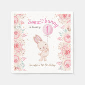 Serviette En Papier Un lapin est UN ! Fille rose 1er anniversaire (Devant)