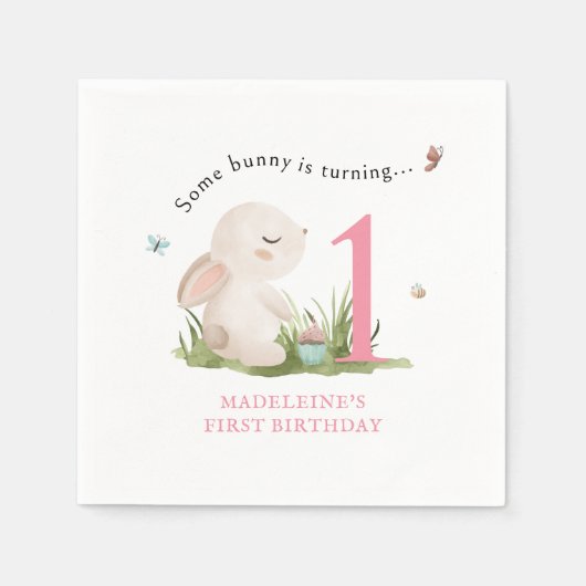 Serviette En Papier Un lapin est une fête d'anniversaire (Devant)