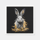 Serviette En Papier Un lapin gris génial en feu (Devant)