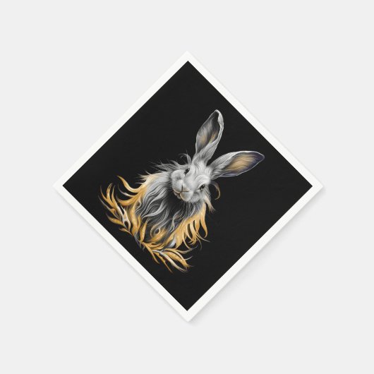 Serviette En Papier Un lapin gris génial en feu (Coin)