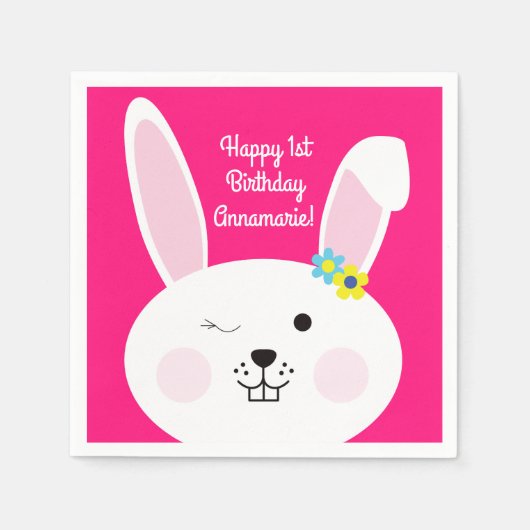 Serviette En Papier Un lapin mignon, un lapin mignon, 1er anniversaire (Devant)