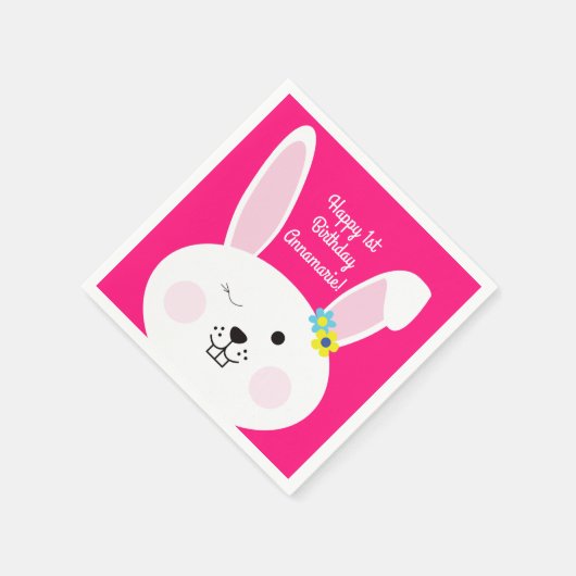 Serviette En Papier Un lapin mignon, un lapin mignon, 1er anniversaire (Coin)