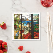 Serviette En Papier Un look en verre tendu avec une dame assise. (En situation)