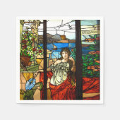 Serviette En Papier Un look en verre tendu avec une dame assise. (Devant)