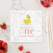 Serviette En Papier Un Lucky Canard rose Premier anniversaire fête (En situation)
