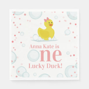 Serviette En Papier Un Lucky Canard rose Premier anniversaire fête
