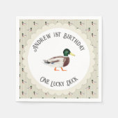 Serviette En Papier Un Lucky Duck Mallard 1er anniversaire (Devant)
