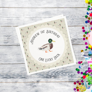 Serviette En Papier Un Lucky Duck Mallard 1er anniversaire