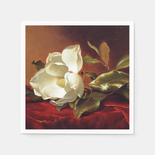 Serviette En Papier Un Magnolia sur Red Velvet (Devant)