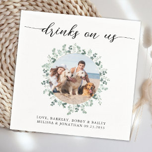 Serviette En Papier Un Mariage Élégant Boissons Sur Nous Photo Pet Chi