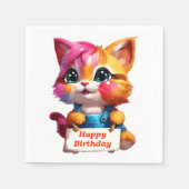 Serviette En Papier Un marrant chaton d'anniversaire (Devant)