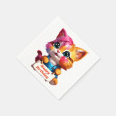 Serviette En Papier Un marrant chaton d'anniversaire (Coin)