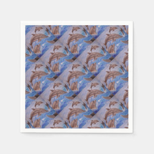 Serviette En Papier Un morceau de dauphins de saut