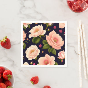 Serviette En Papier Un motif sans soudure avec des roses roses sur un