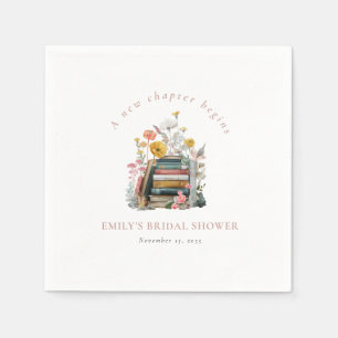 Serviette En Papier Un nouveau chapitre commence Floral Books Baby Sho